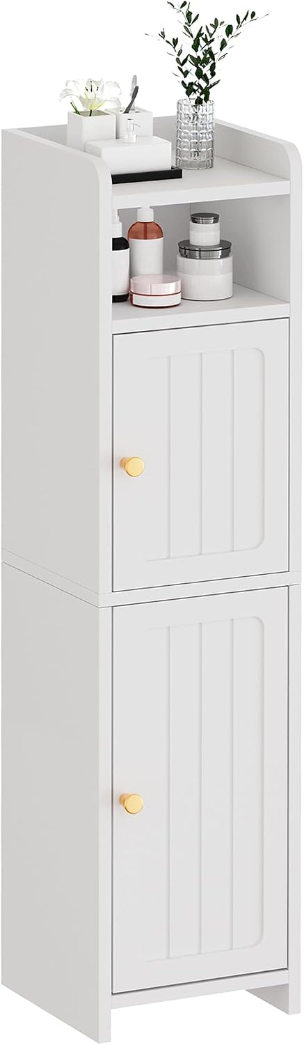 BEWISHOME Small Bathroom Storage Cabinet, 2 Doors Narrow Bathroom Cabinet