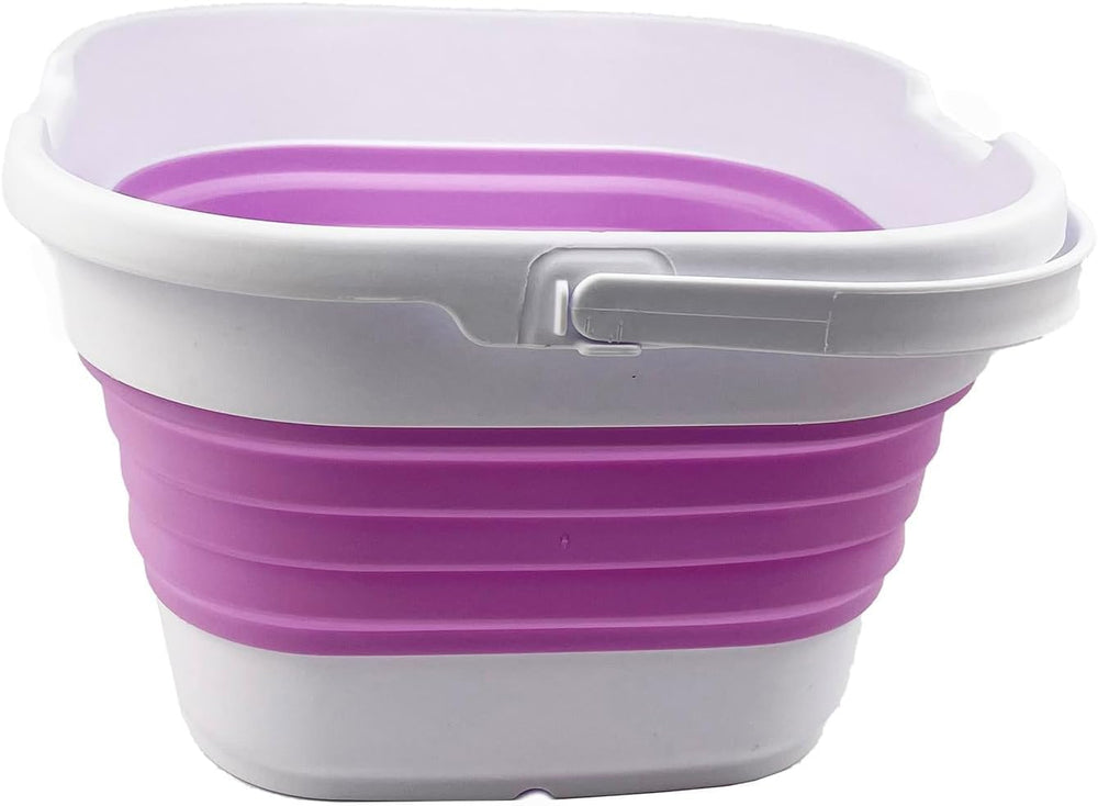 SAMMART 9.5L (2.5 Gallon) Collapsible Rectangular Handy Bucket (White/Pale Pu...