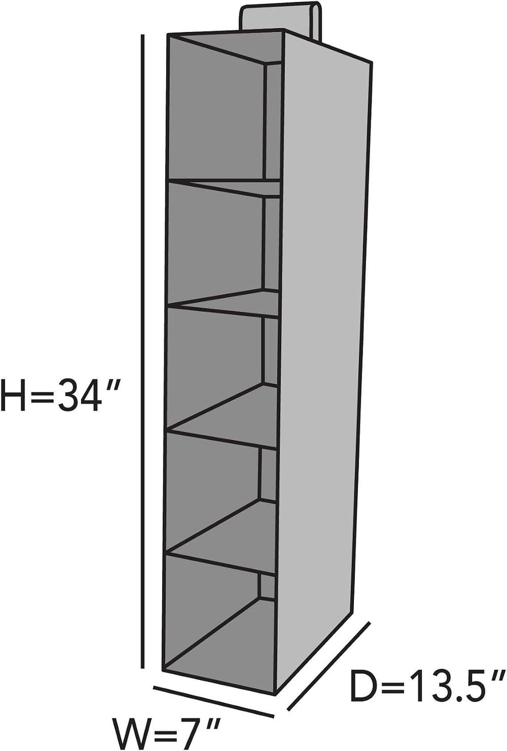 Covermates Hanging Shoe Organizer for Closet, 7" W x 13.5" D x 34&q...