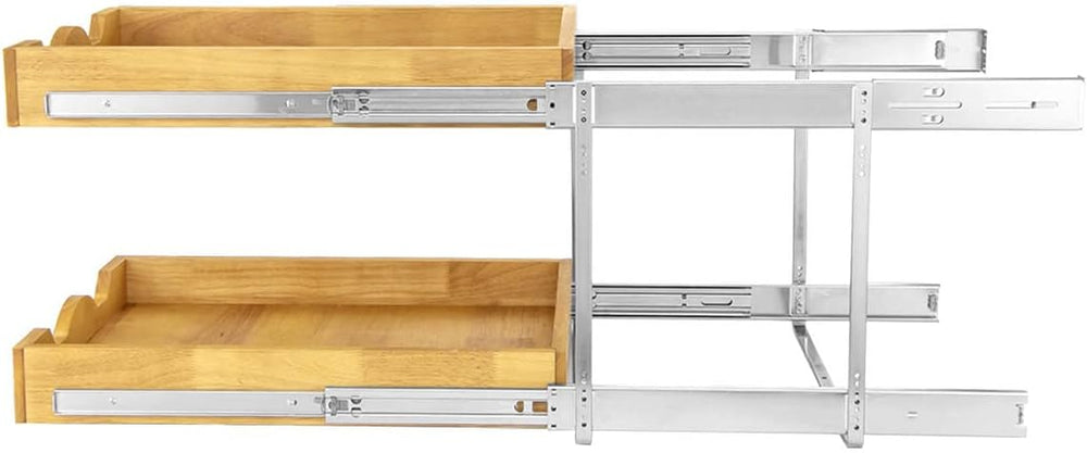 DINDON 2 Tier Pull Out Cabinet Organizer (17" W x 21" D) Wood And M...