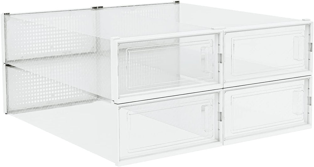 4-Piece Extra Large Boot and Shoe Storage Boxes, Stackable Clear Plastic Shoe...