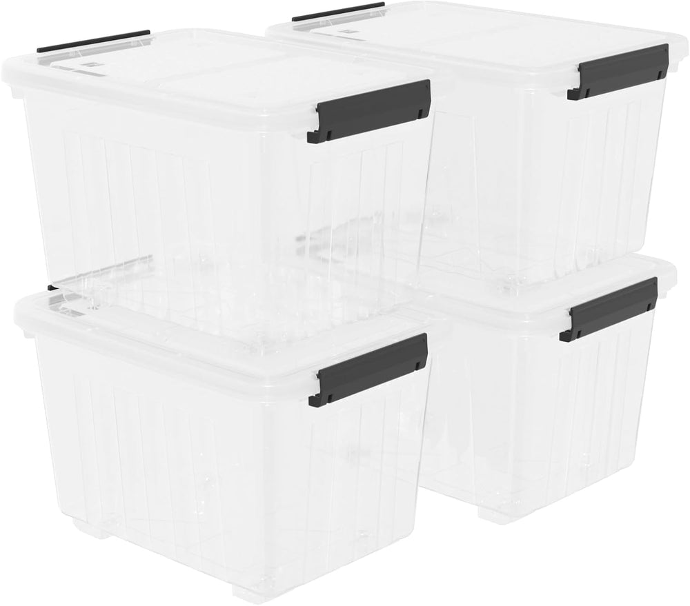 30 Quart Plastic Clear Storage Bin (4 Packs)