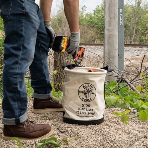 Klein Tools 5109 Canvas Bucket, Wide-Opening Straight-Wall Tool Bucket is Mad...