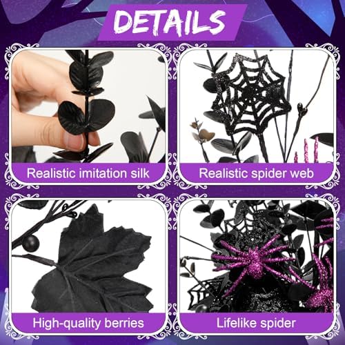 Giegxin 15 Pcs Halloween Floral Picks Artificial Flowers Stems Decorations