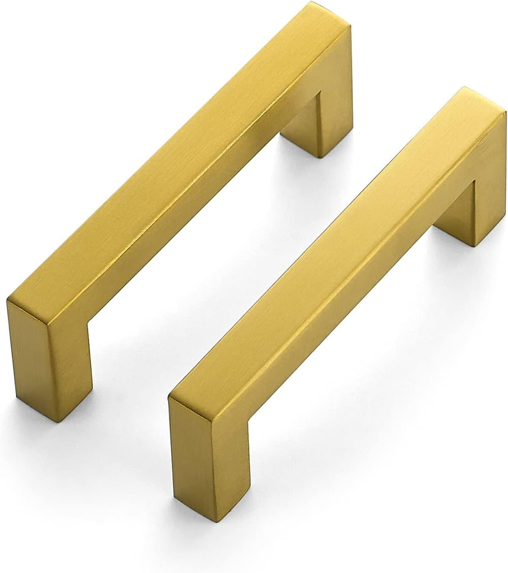 Ravinte Brushed Brass Square Cabinet Handles & Pulls,3-1/2 Inch,12 Pack