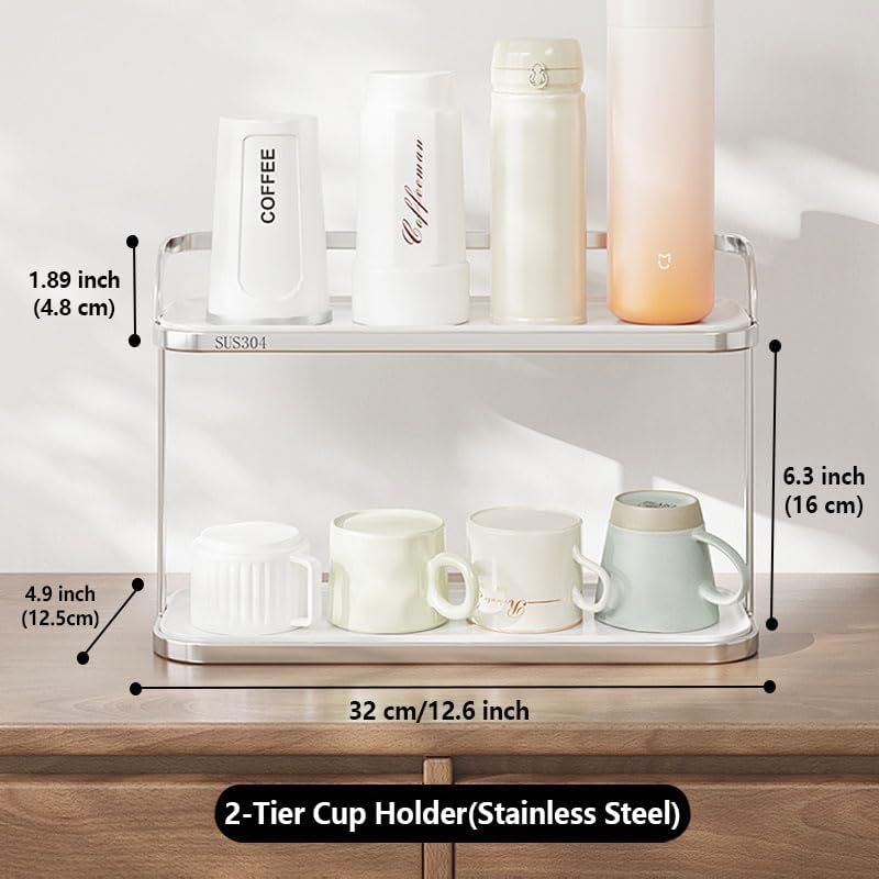 304 Stainless Steel Water Bottle Drying Rack Cup Storage with Drain Tray Mug ...