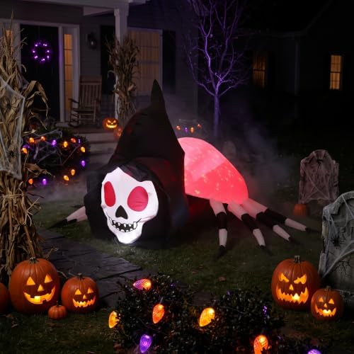 5.7FT Halloween Inflatable Skeleton Spider Outdoor Yard Decor with Magic Ligh...