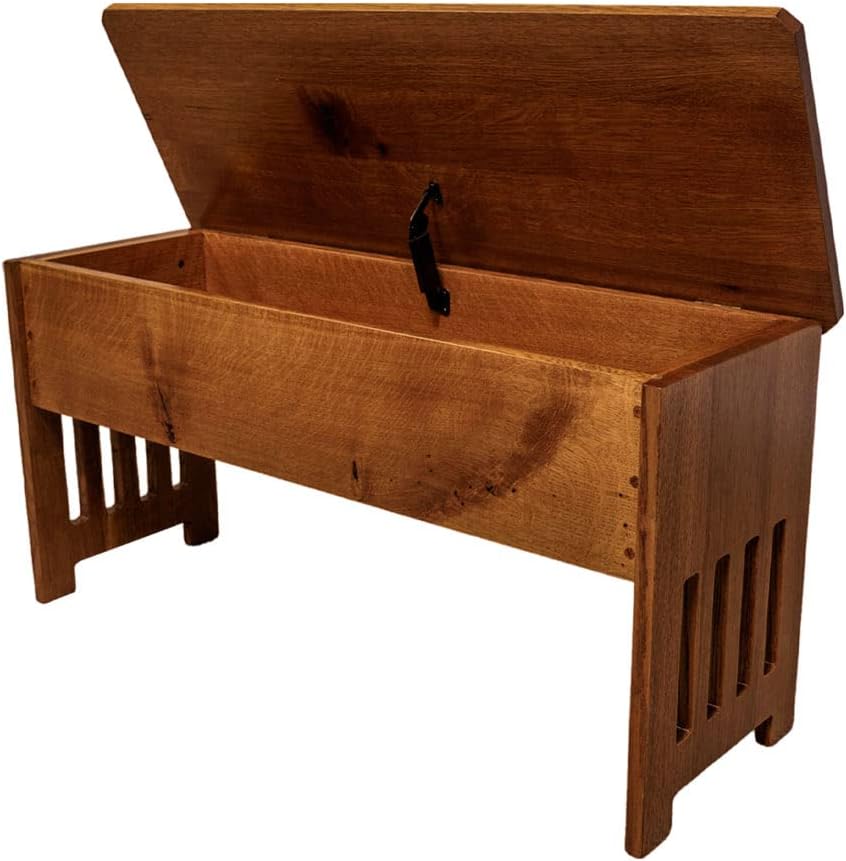 Rustic Red Door Co. Wooden Storage Bench for Entryway with Lid, Mission Style...