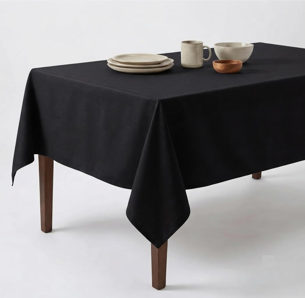Urban Villa Halloween Black Tablecloth 60 x 84 Inch Rectangle, 100% Cotton Wa...