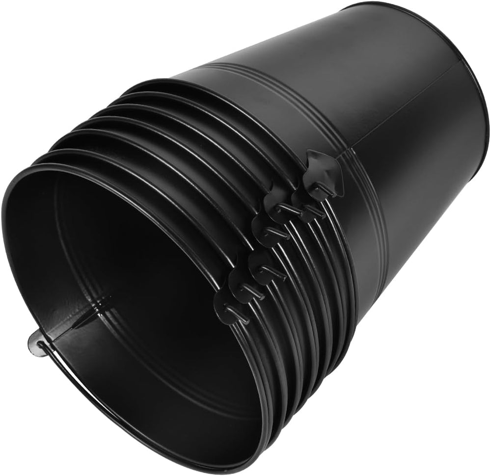 OBTANIM 7 Pack Black Metal Buckets with Handle Galvanized Ice Pails for Plant...
