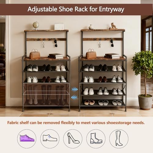 Shoe Rack for Entryway,6 Tier Wooden Shoe Storage Organizer for 16-20 Pairs