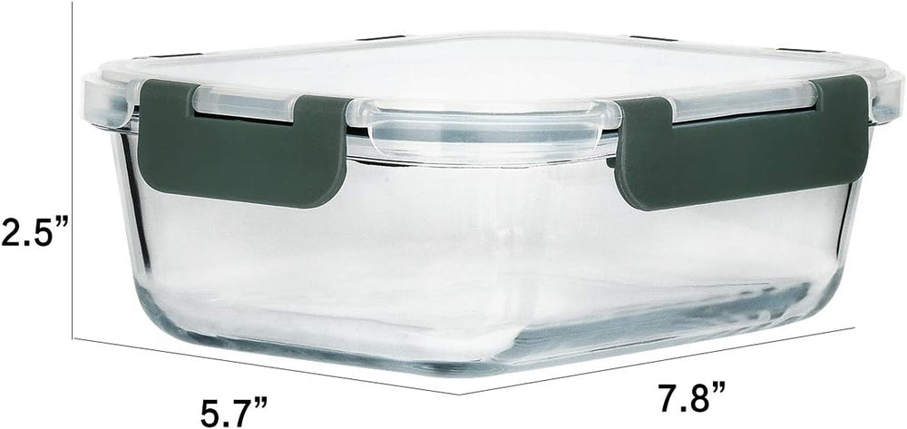 M MCIRCO 8 Pack,30 oz Glass Food Storage Containers with Lids, Gray