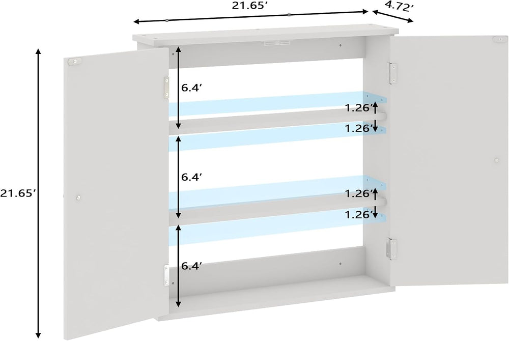 Bathroom Wall Cabinet, Over Toilet Storage Medicine Cabinet with 2 Doors and ...