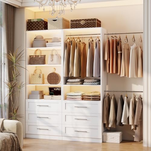 Closet System with 6 Drawers, Wood Closet Organizer System, Walk-in Closet or...