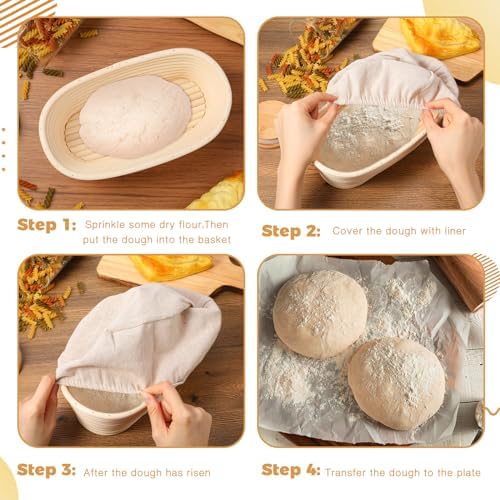 Gejoy 25 Sets Bread Proofing Baskets Bulk 10 Inch Banneton Dough Proofing Bow...