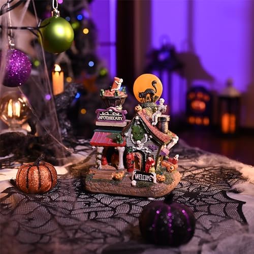 Valery Madelyn Halloween Decorations, Lighted Halloween Village Houses with M...