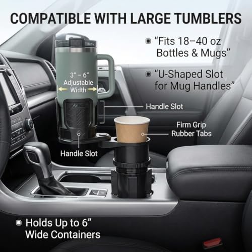 3 in 1 Car Cup Holder Expander with Removable Automotive Ashtray, Adjustable ...