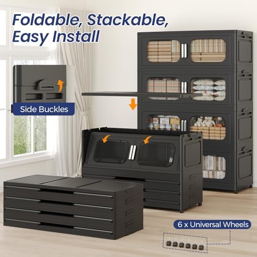 200GAL Extra Large Storage Bins with Lid, 800QT Storage Bins with Wheels, Fol...