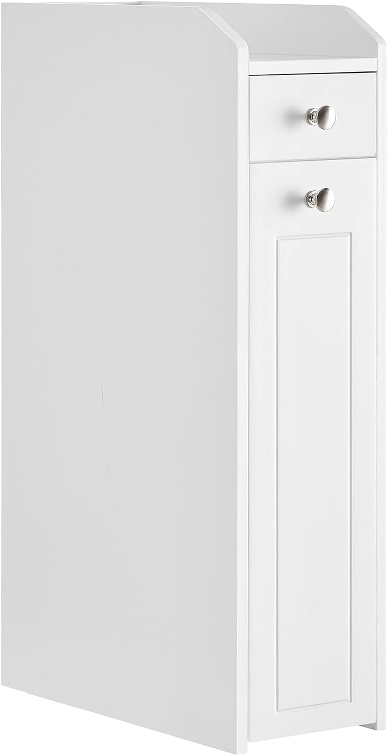 VASAGLE Small Bathroom Storage Cabinet, with Slide Out Drawers,Cloud White