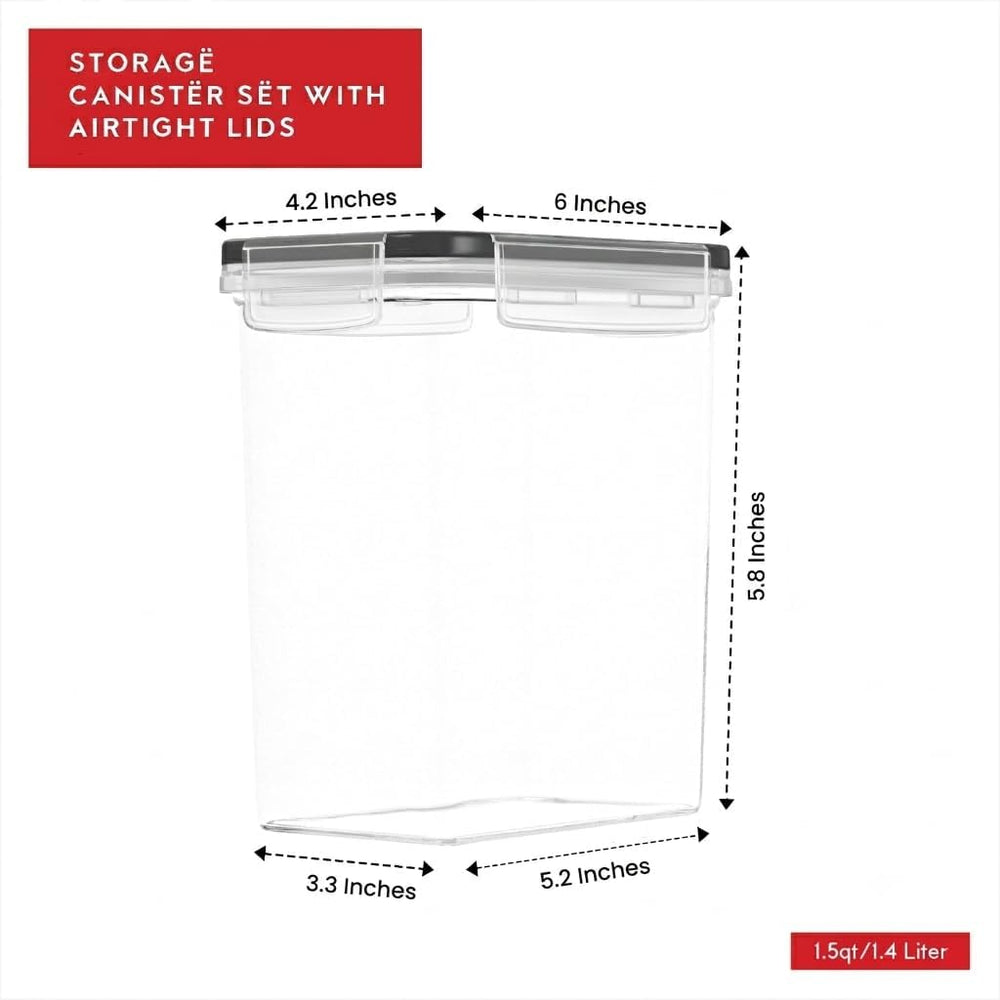 DWËLLZA KITCHEN Airtight Food Storage Container Set - 8 Pieces 1.4L - Plastic...