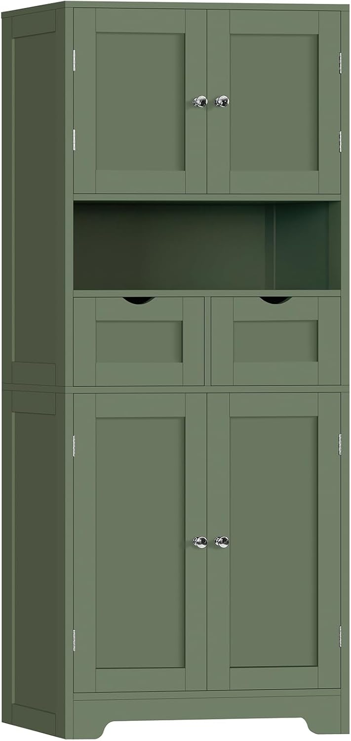 57.8"H Tall Bathroom Storage Cabinet with 4 Doors & 2 Adjustable She...