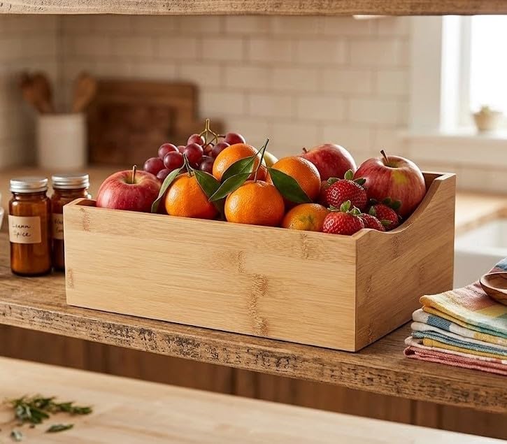 YBM Home Bamboo Drawer Organizer Storage Box for Spices and Kitchen Items, Li...