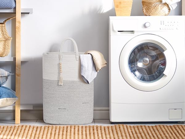 Woven Laundry Basket for Clothes, 80L Large Rectangle Laundry Hampers