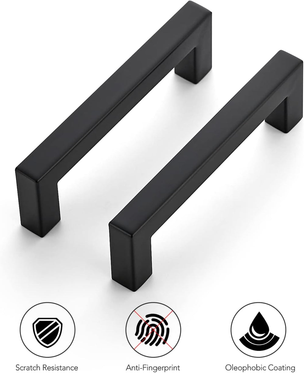Ravinte Matte Black Square Cabinet Handles & Pulls,4 Inch,18 Pack