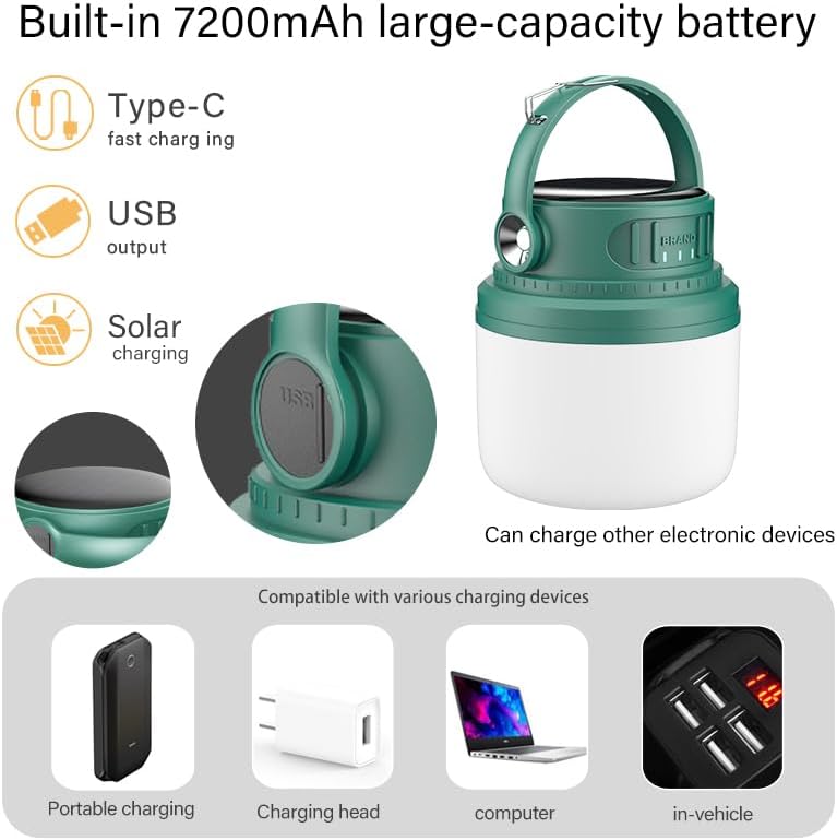 LED Camping Lantern Rechargeable 1200LM, Camping Tent Light, 4 Light Modes, 7...