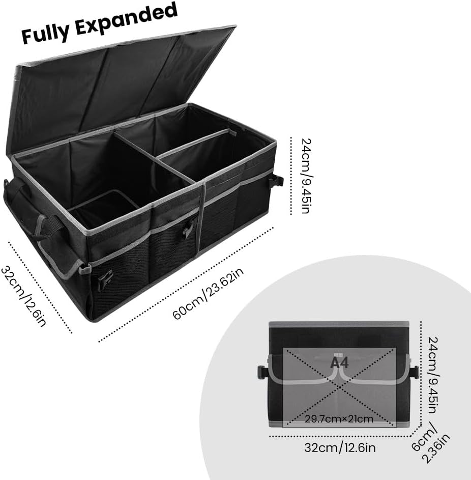 Collapsible Car Trunk Organizer, Foldable Cargo Storage Organizer for SUV, Ca...