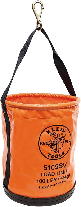 Klein Tools 5109SV Tool Bucket, Vinyl Lineman Bucket with Swivel Snap and Web...