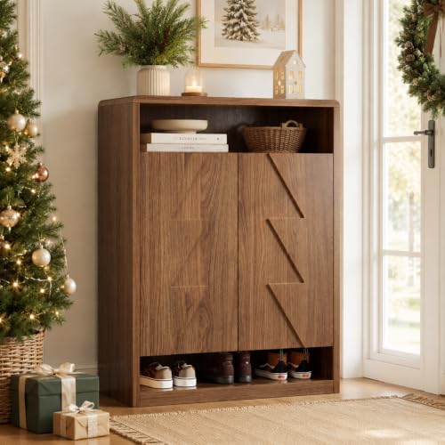 Loomie Extra 47'' Tall Walnut 6-Tier Shoe Cabinet for Entryway (30 Pa...