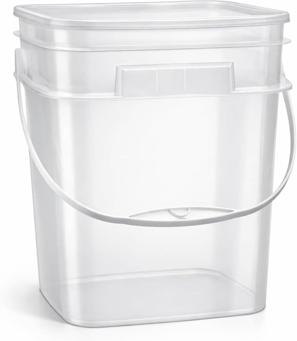 House Naturals 4 Gallon Square Food Grade Bucket Pail with Plastic Handles an...