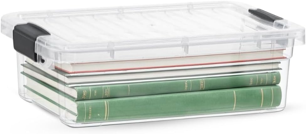 Superio 7.4 Quart Clear Plastic Storage Bin with Lid, Stackable Organizer Box...