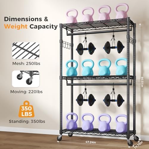 NEWBULIG Heavy Duty Clothing Rack with Wheels, 3-Tier Adjustable Wire Garment...