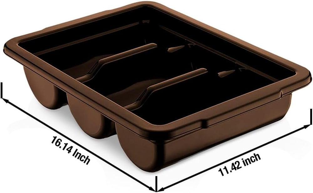2 Pack - Cutlery Bin with Lid, Commercial 3-Compartment Flatware Tray with Co...