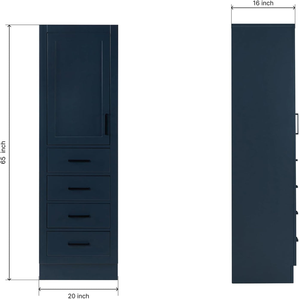 ARIEL Hepburn Bathroom Storage Cabinet - Solid Hevea Wood, Fully Assembled fo...