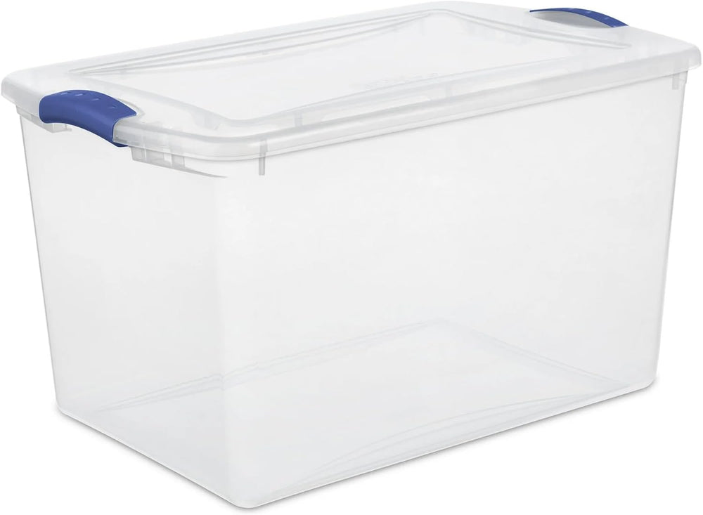 Large Storage Bin with Latch Lid (4 Pack) – 66 Quart Clear Plastic Storage Co...