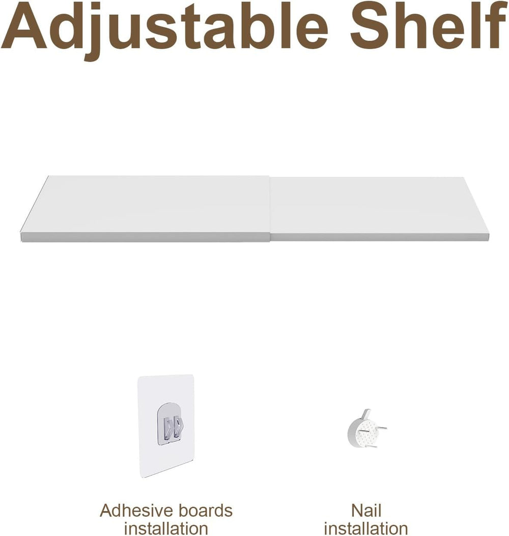 Cream White Adjustable Shelf for Closet (L:18.9-35.4in D:11.81 in)