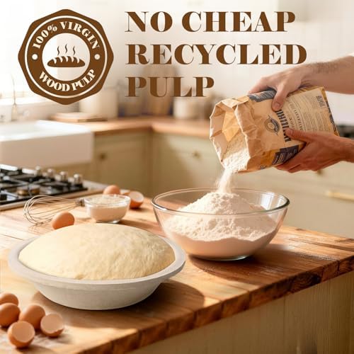 Non-Stick Wood Pulp Banneton Bread Proofing Basket Set With Aliquot Jar, 9&qu...