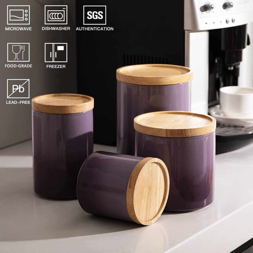Sweejar Ceramic Food Storage Jar, Stackable Kitchen Canisters, Containers wit...