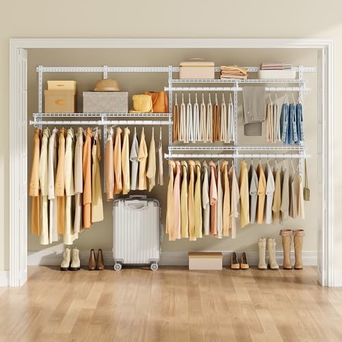 SONGMICS HOME Closet System, Closet Insert Organizer, 4-8 ft Closet Shelves