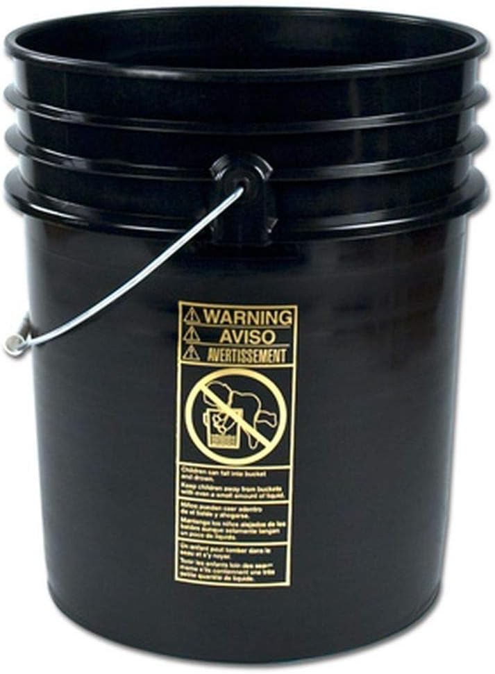 5 Gallon (20L) Plastic Buckets, 3-Pack - Black