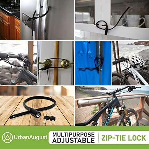 Multi-Purpose Keyed Adjustable Zip Tie Lock - 3 Pack Keyed Alike - Black Stai...