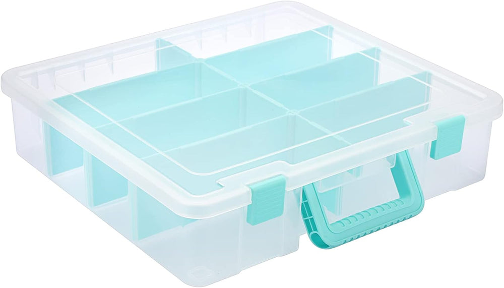 BTSKY Clear Plastic Dividing Storage Box with 8 Compartments Sewing Box