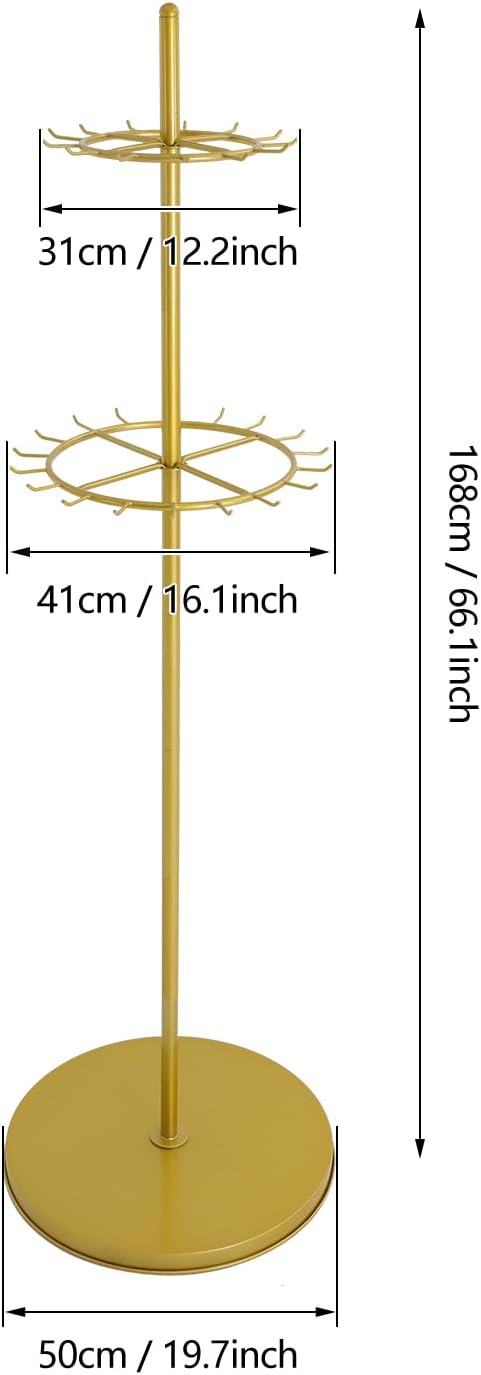 66In Floor Standing Belt Display Stand, Double-Layered Design Belt Hanger wit...