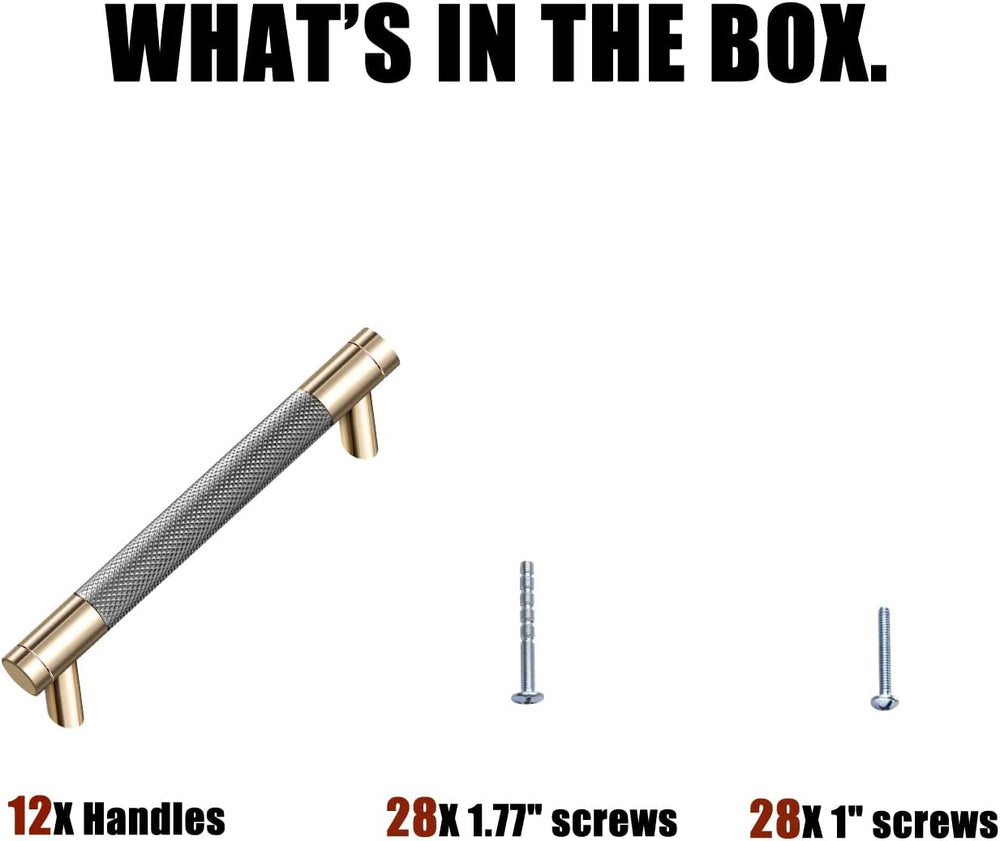 12 Pack 7 1/2 Inch 192 mm Gold and Grey Cabinet Handles Cabinet Pulls Aluminu...