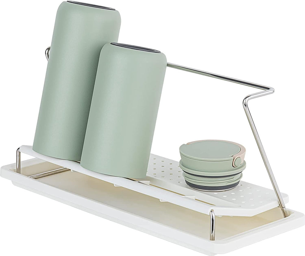 carrotez Bottle Drying Rack with Drain Tray, White