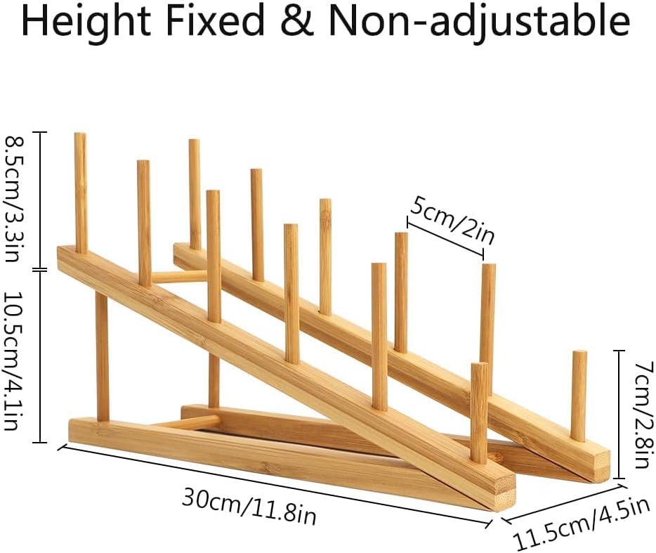 8 Pack Dish Rack Bamboo Drying Rack Wooden Plate Dish Rack Cabinet Organizer ...