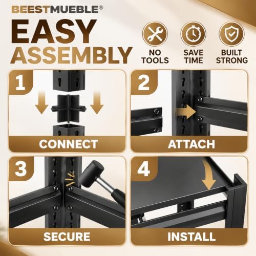 Kitchen Shelf, Adjustable Bakers Rack, Heavy Duty Coffee bar